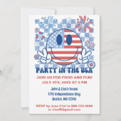 Fun Retro 4. Juli Party Einladung (Vorderseite)