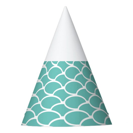 Fun Retro 60er 70er Aqua Aquamarines Wellenmuster Partyhütchen (Vorderseite)