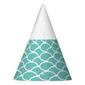 Fun Retro 60er 70er Aqua Aquamarines Wellenmuster Partyhütchen (Links)