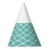 Fun Retro 60er 70er Aqua Aquamarines Wellenmuster Partyhütchen (Rechts)