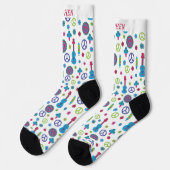 Fun Retro 70's Peace Love & Music Colorful Custom Socken (Linkes Detail)