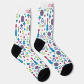 Fun Retro 70's Peace Love & Music Colorful Custom Socken (Rechts)