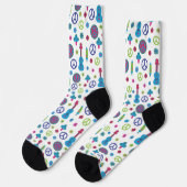Fun Retro 70's Peace Love & Music Colorful Socken (Linkes Detail)