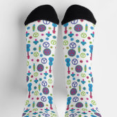 Fun Retro 70's Peace Love & Music Colorful Socken (Oben)