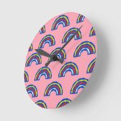 Fun Retro 80er Primäre Farbenbügel auf Niedlich ro Runde Wanduhr (Winkel)