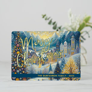 Fun Retro Abstraktes Winterschnee Wunderland Kunst Folien Feiertagskarte