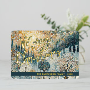 Fun Retro Abstraktes Winterschnee Wunderland Kunst Folien Feiertagskarte