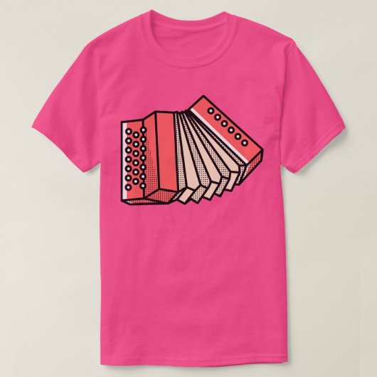 Fun Retro Accordion Zeichnend T-Shirt (Design vorne)