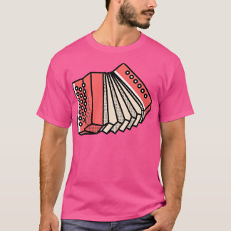 Fun Retro Accordion Zeichnend T-Shirt