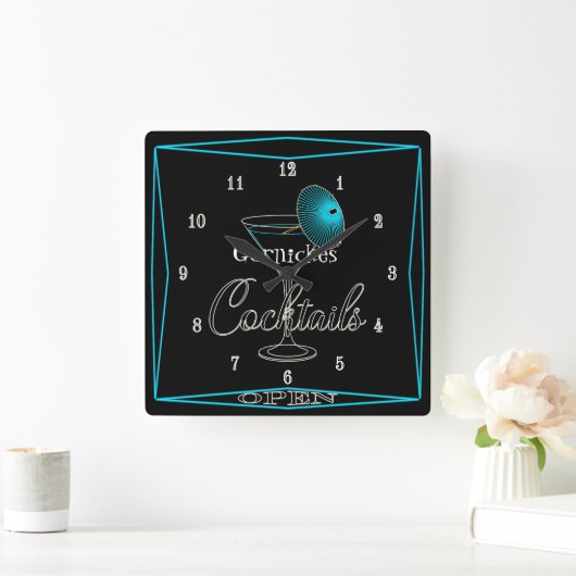 Fun Retro Aqua Cocktail Bar Pub Wand Uhr (Zuhause)
