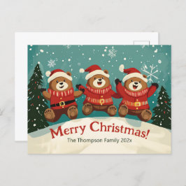 Fun Retro Bears Weihnachtsfeiertag Postkarte