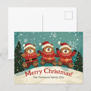 Fun Retro Bears Weihnachtsfeiertag Postkarte