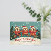 Fun Retro Bears Weihnachtsfeiertag Postkarte (Stehend Vorderseite)