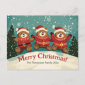 Fun Retro Bears Weihnachtsfeiertag Postkarte (Vorderseite)