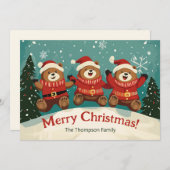 Fun Retro Bears Weihnachtskarte Feiertagskarte (Vorne/Hinten)