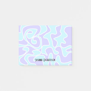 Fun Retro Blue Lavender Individuelle Name Post-it Klebezettel