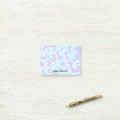 Fun Retro Blue Lavender Individuelle Name Post-it Klebezettel (Auf Schreibtisch)
