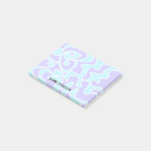 Fun Retro Blue Lavender Individuelle Name Post-it Klebezettel (angewinkelt)