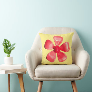 Fun Retro Blume auf Butter Yellow Happy Hippie 60e Kissen