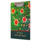 Fun Retro Blume Grüner Personalisierter Lehrer Klemmbrett (Links)