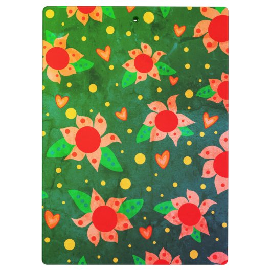 Fun Retro Blume Grüner Personalisierter Lehrer Klemmbrett (Rückseite)