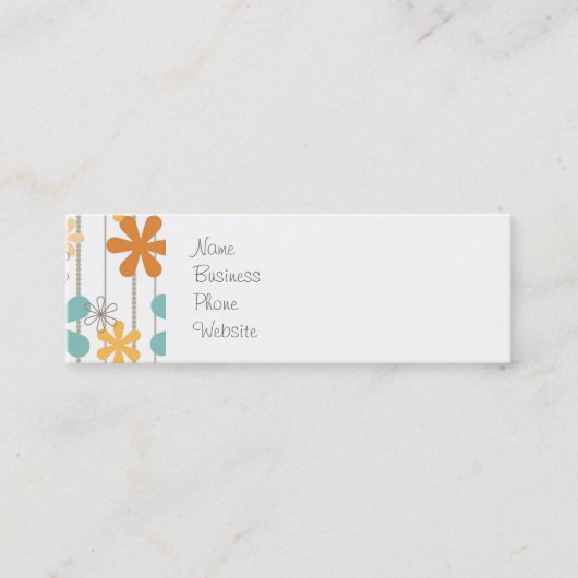 Fun Retro Blumenmuster Orange Blue Wall Blume Mini Visitenkarte (Vorderseite)