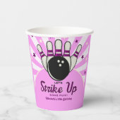 Fun Retro Bowling Birthday Girl Party Pappbecher (Vorderseite)