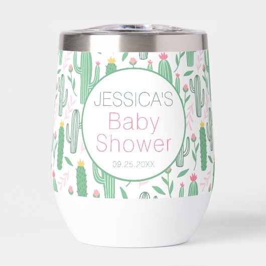 Fun Retro Cactus succulent Floral Baby Shower (Vorderseite)