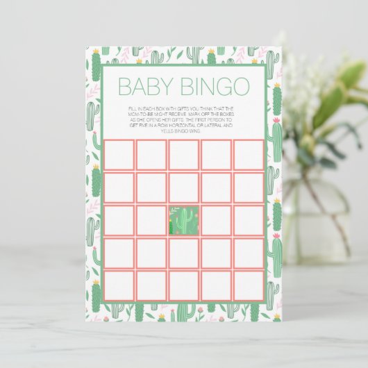 Fun Retro Cactus succulent Floral Baby Shower Einladung (Stehend Vorderseite)