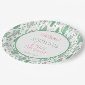 Fun Retro Cactus succulent Floral Baby Shower Pappteller (Schrägansicht)