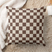 Fun Retro Checkerboard Muster braune Creme Kissen (Decke)