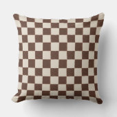 Fun Retro Checkerboard Muster braune Creme Kissen (Vorderseite)