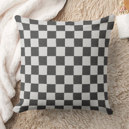 Fun Retro Checkerboard Muster Schwarz-Weiß Kissen (Decke)