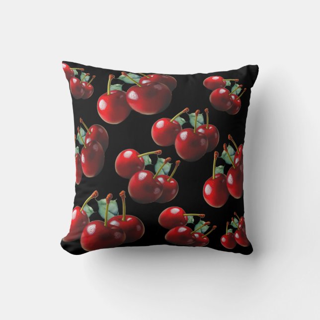 Fun Retro chic red Cherries Kissen (Vorderseite)