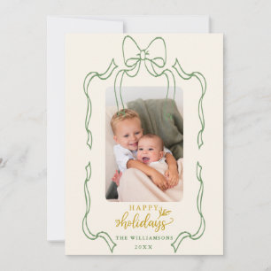 Fun Retro Christmas Bow Familie Foto Happy Feiertagskarte