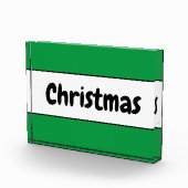 Fun Retro CHRISTMAS Festive Green White Strips Fotoblock (Rechts)