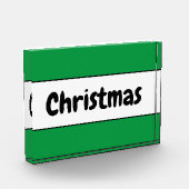 Fun Retro CHRISTMAS Festive Green White Strips Fotoblock (Links)
