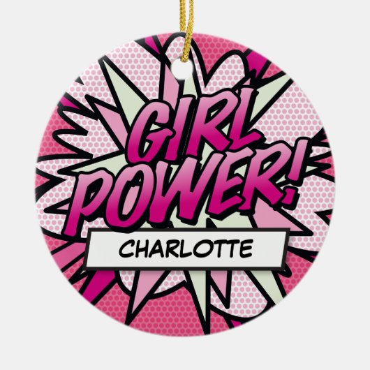 Fun Retro Comic Book GIRL POWER Keramik Ornament (Vorne)