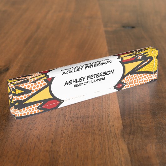 Fun Retro Comic Book Namensplakette (Seite)