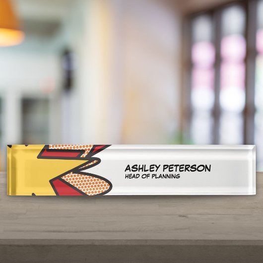 Fun Retro Comic Book Namensplakette