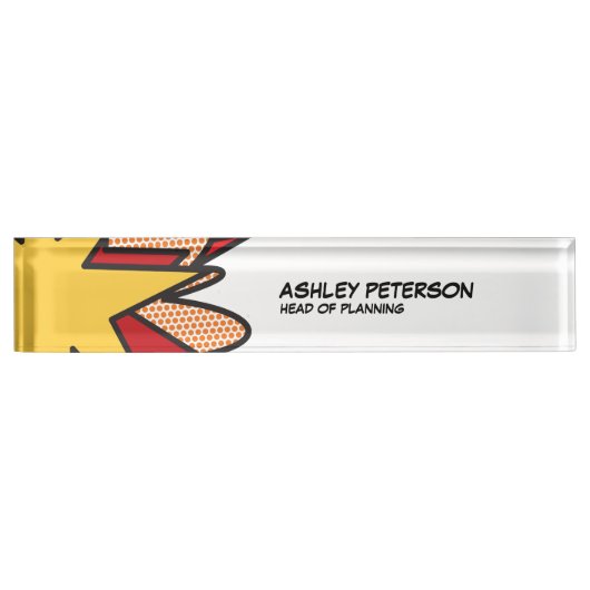 Fun Retro Comic Book Namensplakette (Vorderseite)