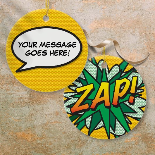 Fun Retro Comic Book Speech Bubble Message Keramik Ornament