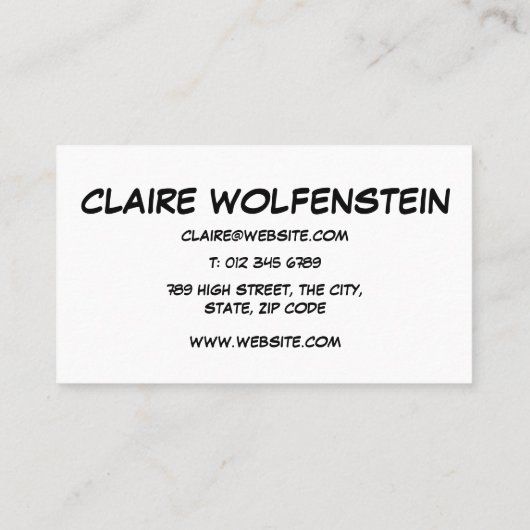 Fun Retro Comic Book Speech Buble HELLO Visitenkarte (Rückseite)