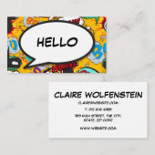 Fun Retro Comic Book Speech Buble HELLO Visitenkarte (Vorne/Hinten)