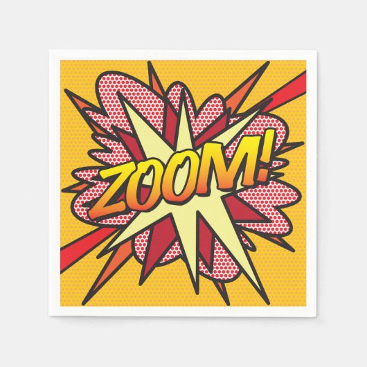 Fun Retro Comic Book ZOOM Serviette (Vorderseite)