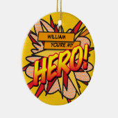 Fun Retro Comic Buch Du bist mein HERO Keramik Ornament (Rechts)