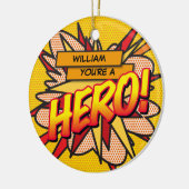 Fun Retro Comic Buch HERO Foto Keramik Ornament (Links)