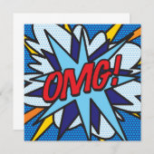 Fun Retro Comic Buch OMG Einladung (Vorne/Hinten)