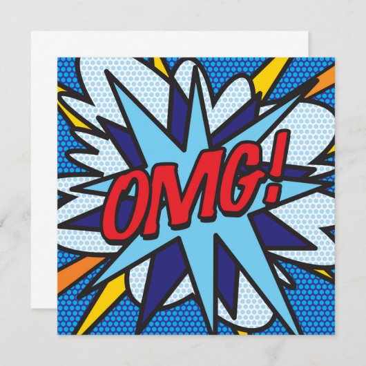 Fun Retro Comic Buch OMG Einladung (Vorne/Hinten)