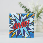 Fun Retro Comic Buch OMG Einladung (Stehend Vorderseite)